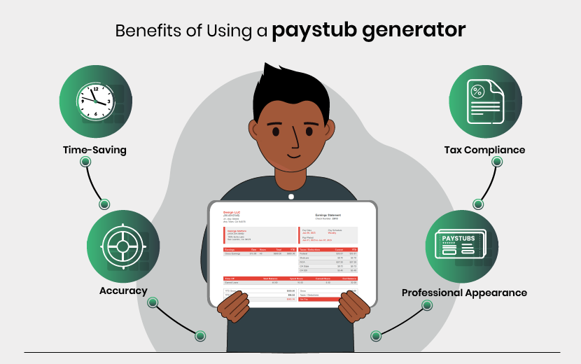 Benefits Using a paystub generator offers several key advantages