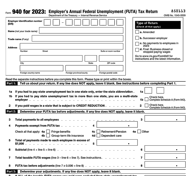 Form 940: Employer’s Annual FUTA Tax Return