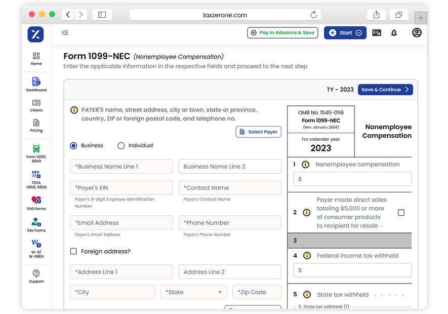 Information Required to E-File Form 1099-NEC