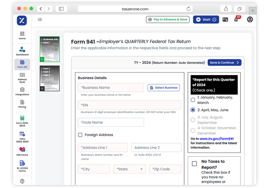 How to File Form 941 with Taxzerone?