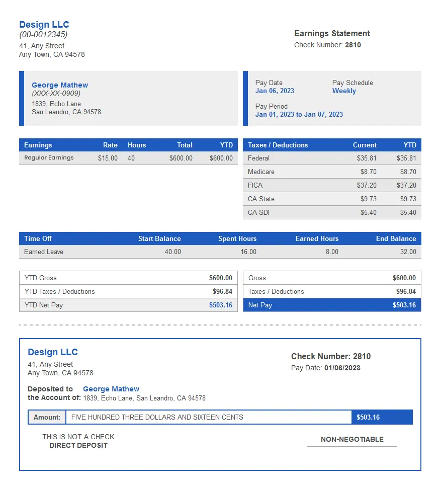 Paystub Template